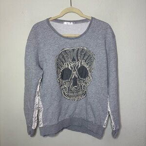 Millau Gray Skull Embroidered knit Women's Sweater Size XS